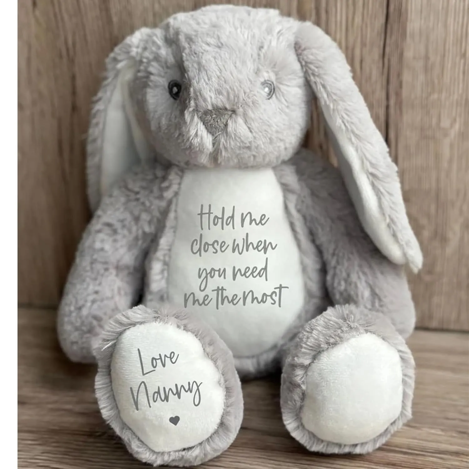 Personalized Plush Bunny with Name, Hold Me Close Worry Rabbit Custom Bunny Stuffed Animal HandMade Custom Plush Toy Gift for Baby First Easter Shower Birthday Christmas (Style 1)