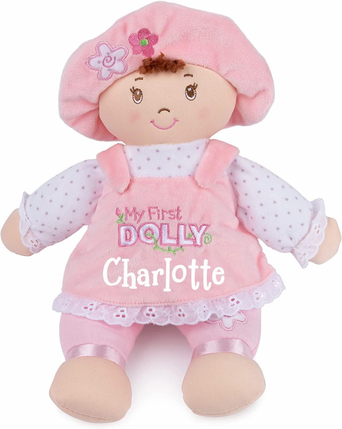 Personalized Doll My Fist Dolly Plush Stuffed Toy - 13 Inches (Personalized Brunette Dolly)