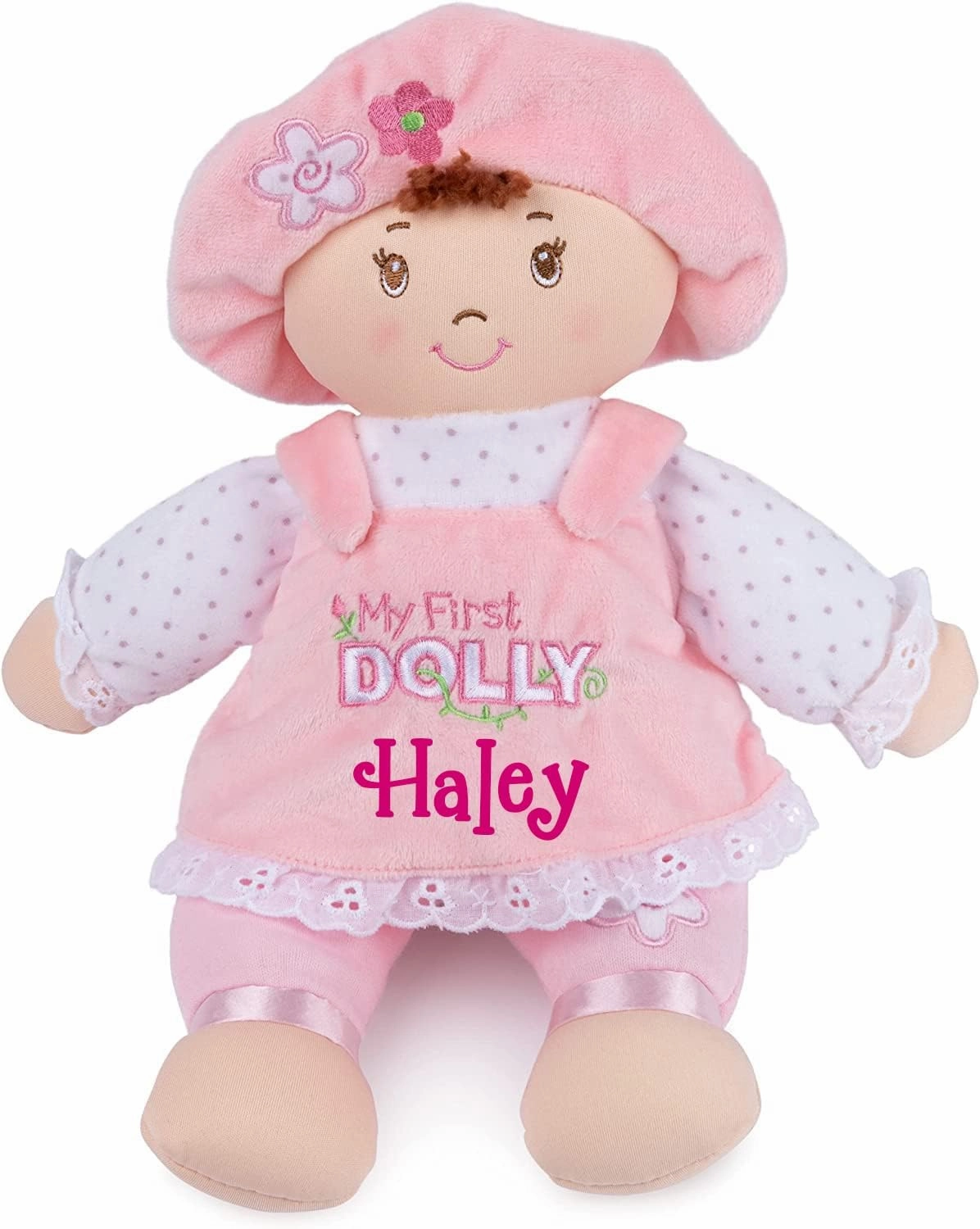Personalized Doll My Fist Dolly Plush Stuffed Toy - 13 Inches (Personalized Brunette Dolly)