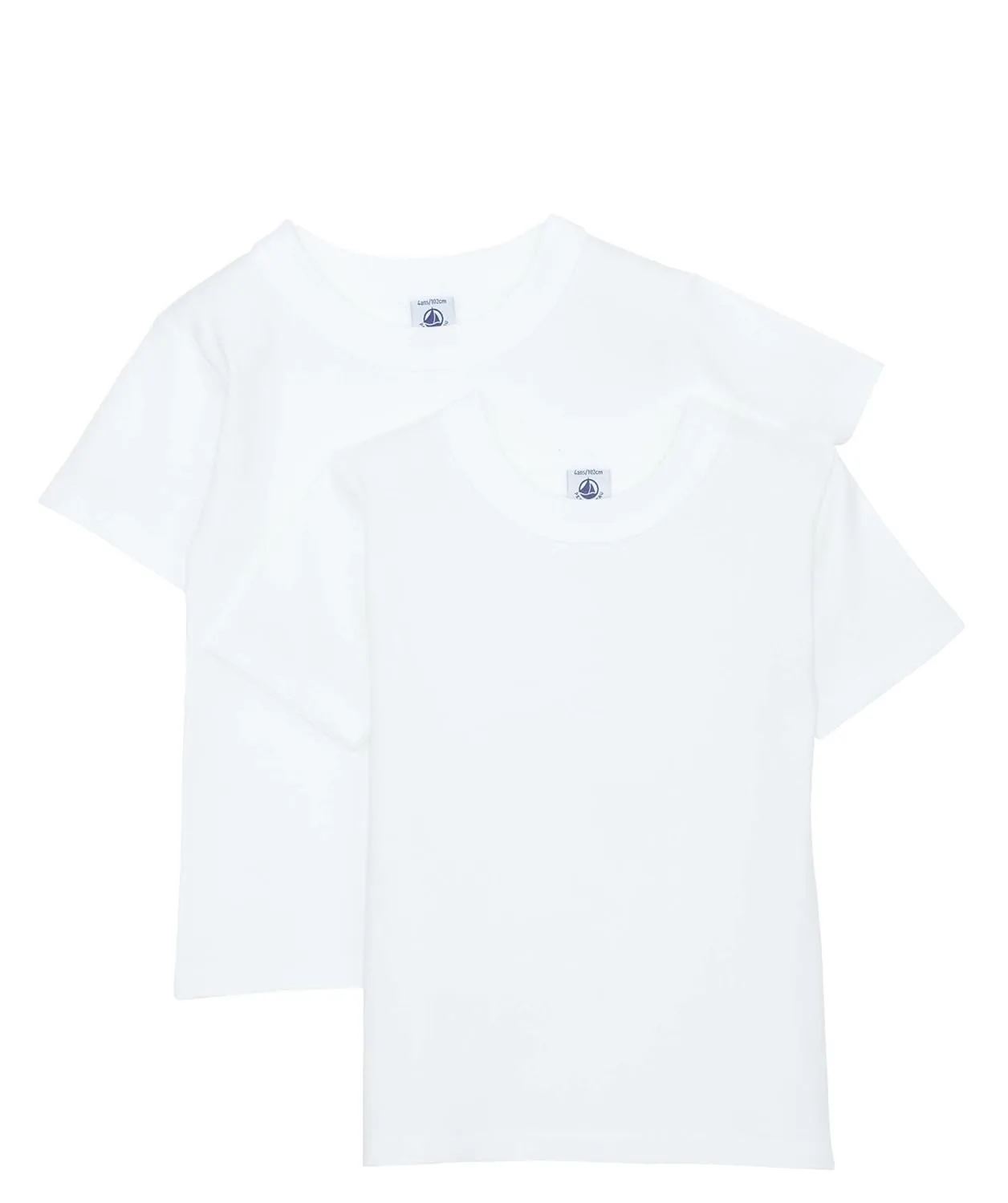 PETIT BATEAU Set of 2 Boy's Short Sleeves White Undershirt Sizes 2-18 Style 15043-23992 (Size 12 Style 15043)