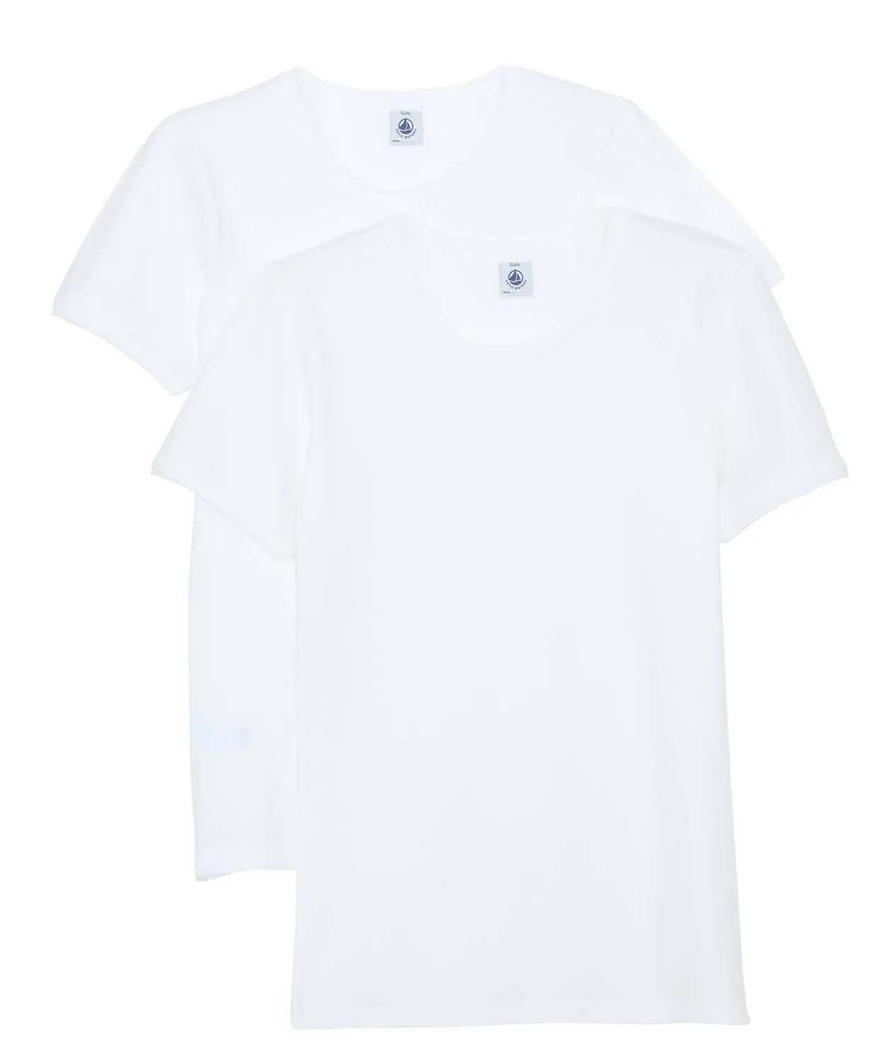 PETIT BATEAU Set of 2 Girl's Short Sleeves White Underwear/Undershirt Sizes 2-18 Style 15039 (Size 6 Style 15039)