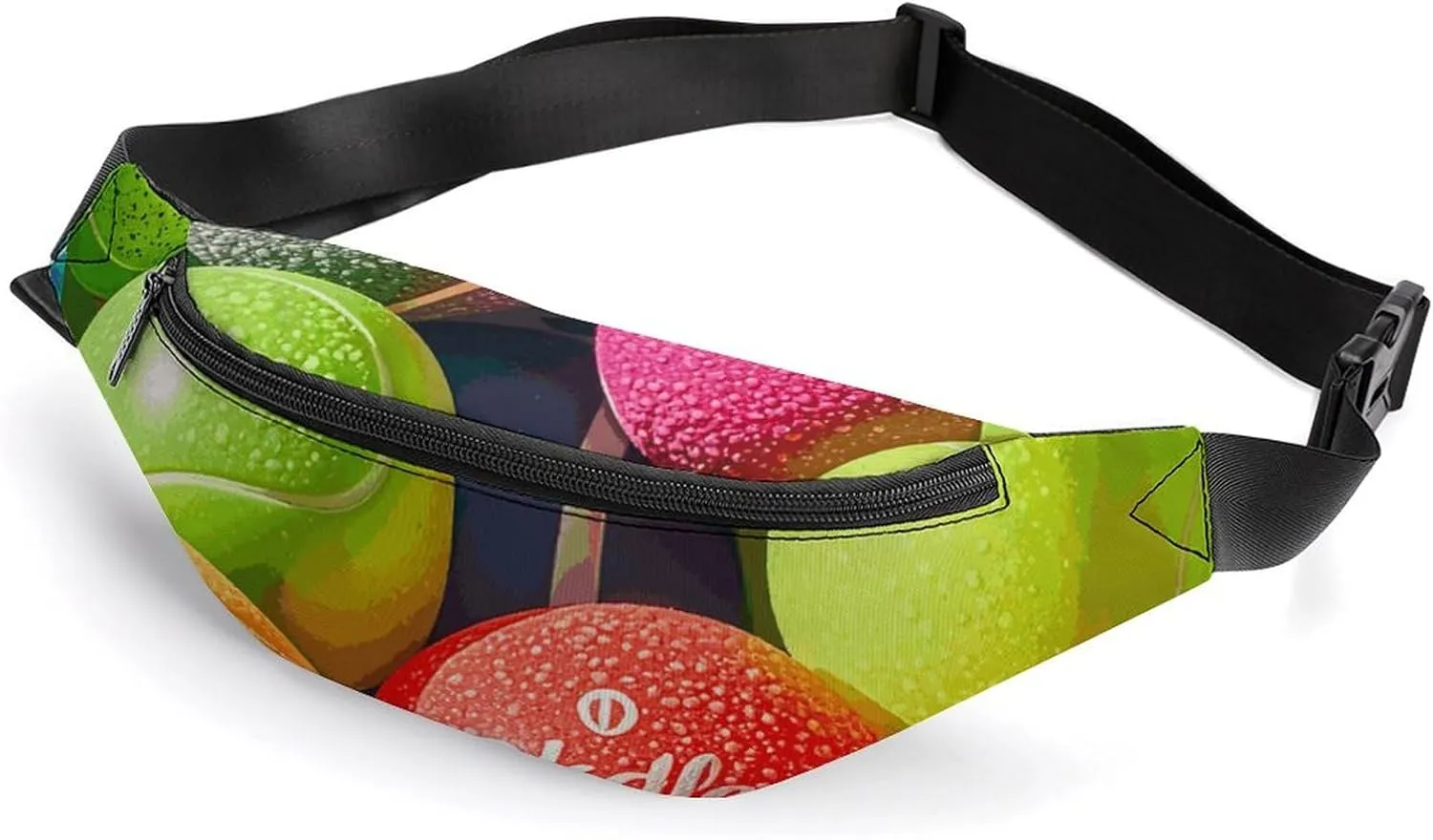 Pickleball Balls Colors Belt Bag with Adjustable Strap, Lightweight Travel Crossbody Bags, Hands-Free Mini Fanny Packs in Running Gym