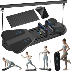 Pilates Reformer Set - Pilates Board for Home Workout, 6 in 1 Portable and Foldable Reformer Pilates Machine, Ab Roller Board, Pilates Equipment for for Core Workouts