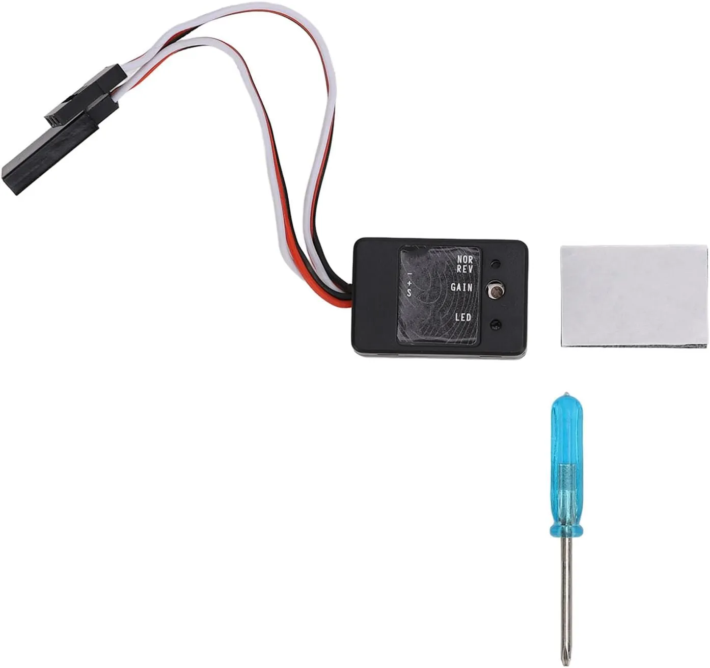 Pilipane RC Gyro Module Automatic Stability Control Adjustable Sensitivity Mini RC Car Gyroscope Stabilizer for SCX10 Plastic Shell 30x20x10.2mm with Screwdriver Fixing Sticker