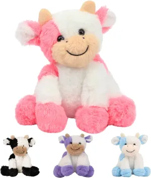 Pink & White Sitting Cow Plush Toy 7.8" - Adorable Smiling Face Soft Cow Stuffed Animal, Creative Home Decor, Ideal Present for Kids and Animal Lovers Birthday Festival Christmas