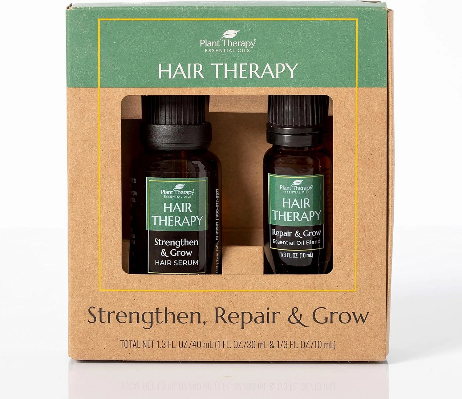 Plant Therapy Hair Therapy Blend & Serum Set - Strengthen, Repair and Grow Shiny Healthy Hair, 1 oz Serum & 10 mL Essential Oil Blend