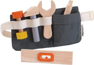 PlanToys Pretend Play Tool Belt and Wooden Tool Set (3485) | Sustainably Made from Rubberwood and Non-Toxic Paints and Dyes