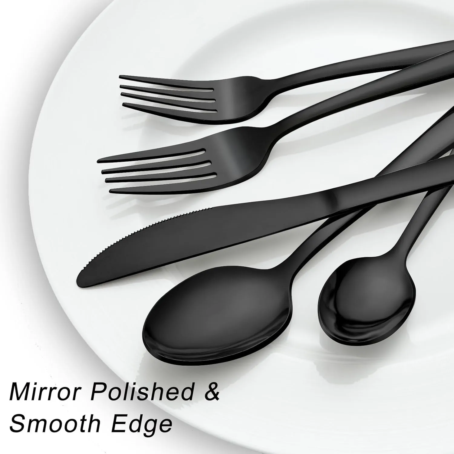 Pleafind 48-Pieces Black Silverware Sets for 8, Flatware Set with Steak Knives, Stainless Steel Cutlery Set, Include Forks Spoons and Knives Set, Dishwasher Safe Utensil Sets for Home Restaurant
