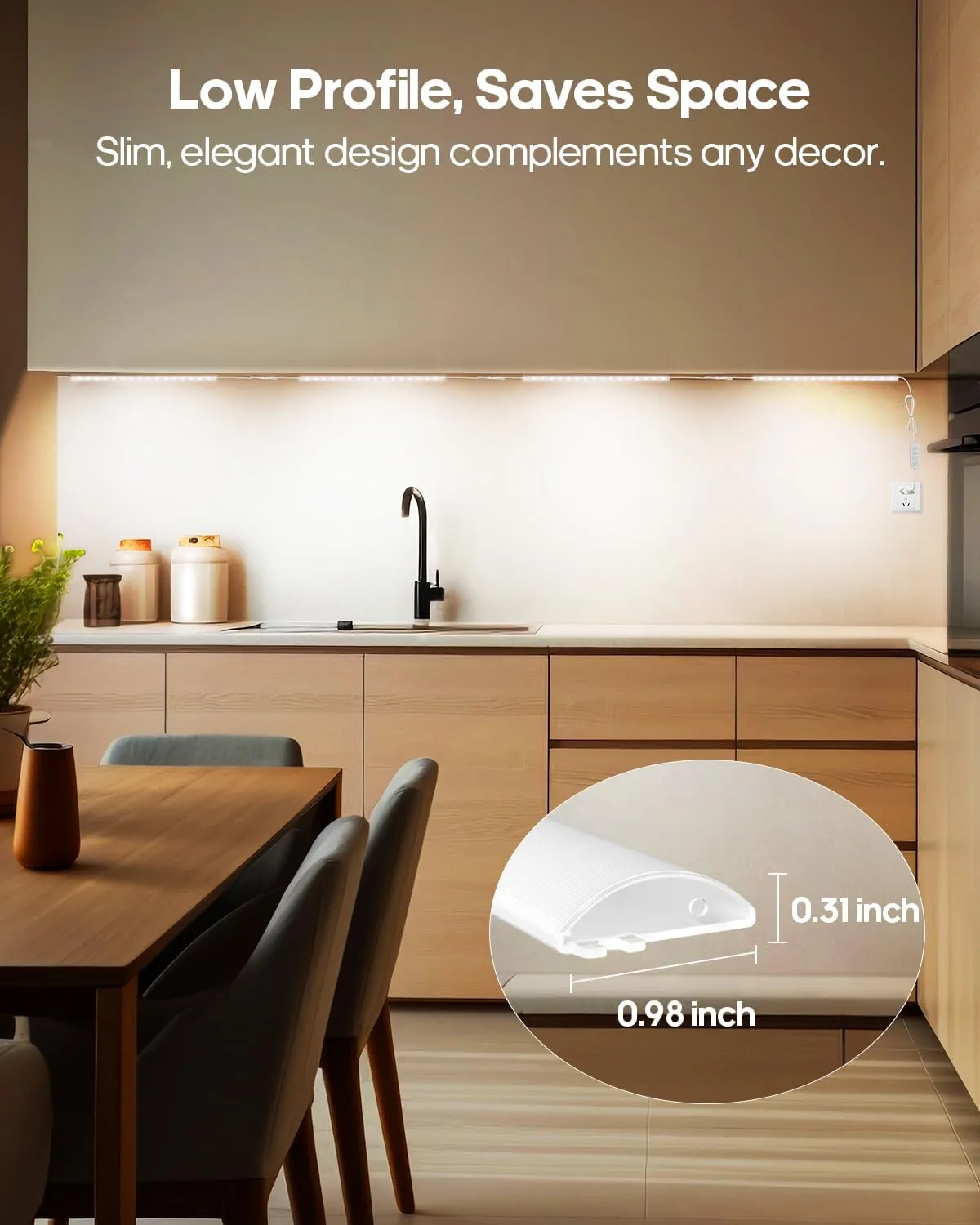 Plug-in Under Cabinet Lights, 12inch Ultra Thin LED Dimmable Closet Lights with Memory Function, 3 Color Temperature Under Counter Lights for Kitchen, Cabinet, Workbench, Bookshelf, Desk