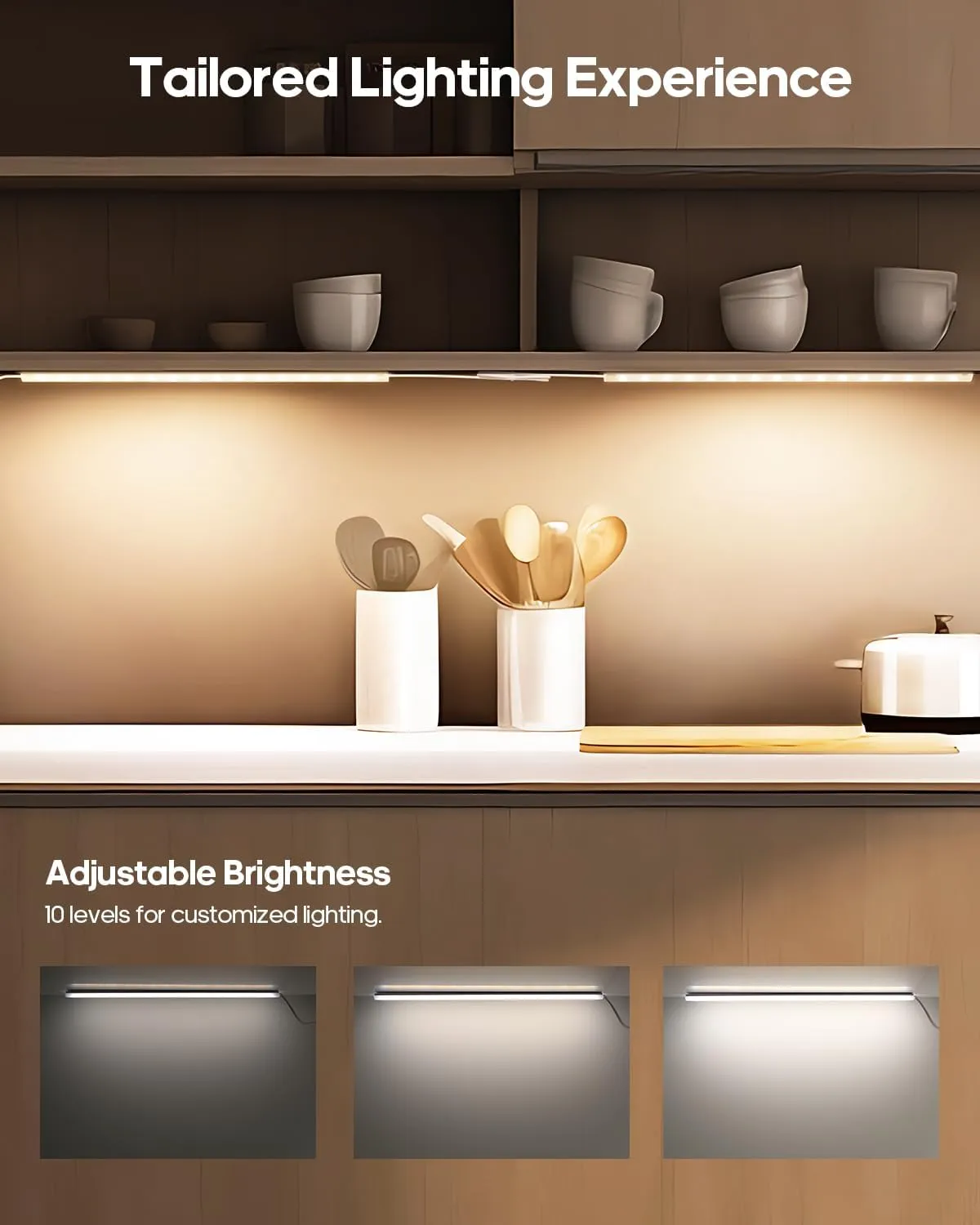 Plug-in Under Cabinet Lights, 12inch Ultra Thin LED Dimmable Closet Lights with Memory Function, 3 Color Temperature Under Counter Lights for Kitchen, Cabinet, Workbench, Bookshelf, Desk