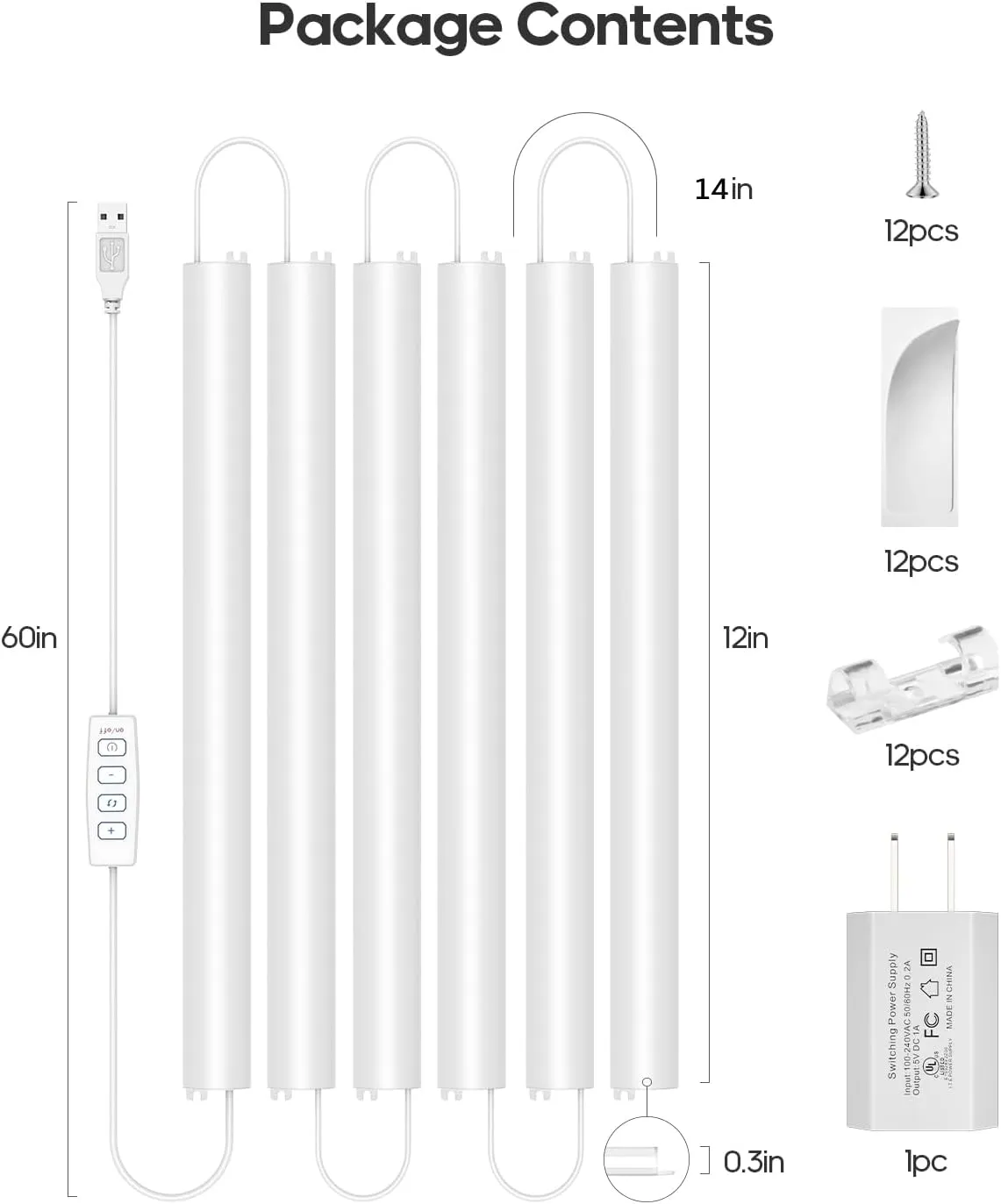 Plug-in Under Cabinet Lights, 12inch Ultra Thin LED Dimmable Closet Lights with Memory Function, 3 Color Temperature Under Counter Lights for Kitchen, Cabinet, Workbench, Bookshelf, Desk