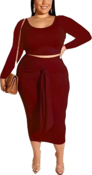 Plus Size Women 2 Piece Outfits Sets Sexy Tracksuit Midi Dress,Sleeveless Tank Top Bodycon Skirts Set Casual Summer