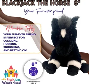 Plush Toys Wanderland Blackjack 8 Inch Stuffed Horse Plush Toy – Soft Brown Pony for Kids Toddlers Boys Girls Cuddly Farm Animal Doll for Birthday Gift Nursery Decor Pretend Play Collectible Plushie