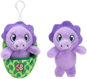 Pocket Swaddle - 4.5” Triceratops Keychain Plush Toy – Soft, Portable Baby Swaddle for Kids, Great Gift for Toddlers and Animal Lovers
