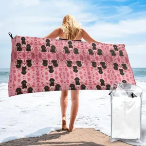 Poodles Dogs Premium Compact Microfiber Travel Towel-Featherlight & Quick Dry,Sand-Resistant Beach Towel for Swimming,Camping,Vacation Essentials with Carry Pouch