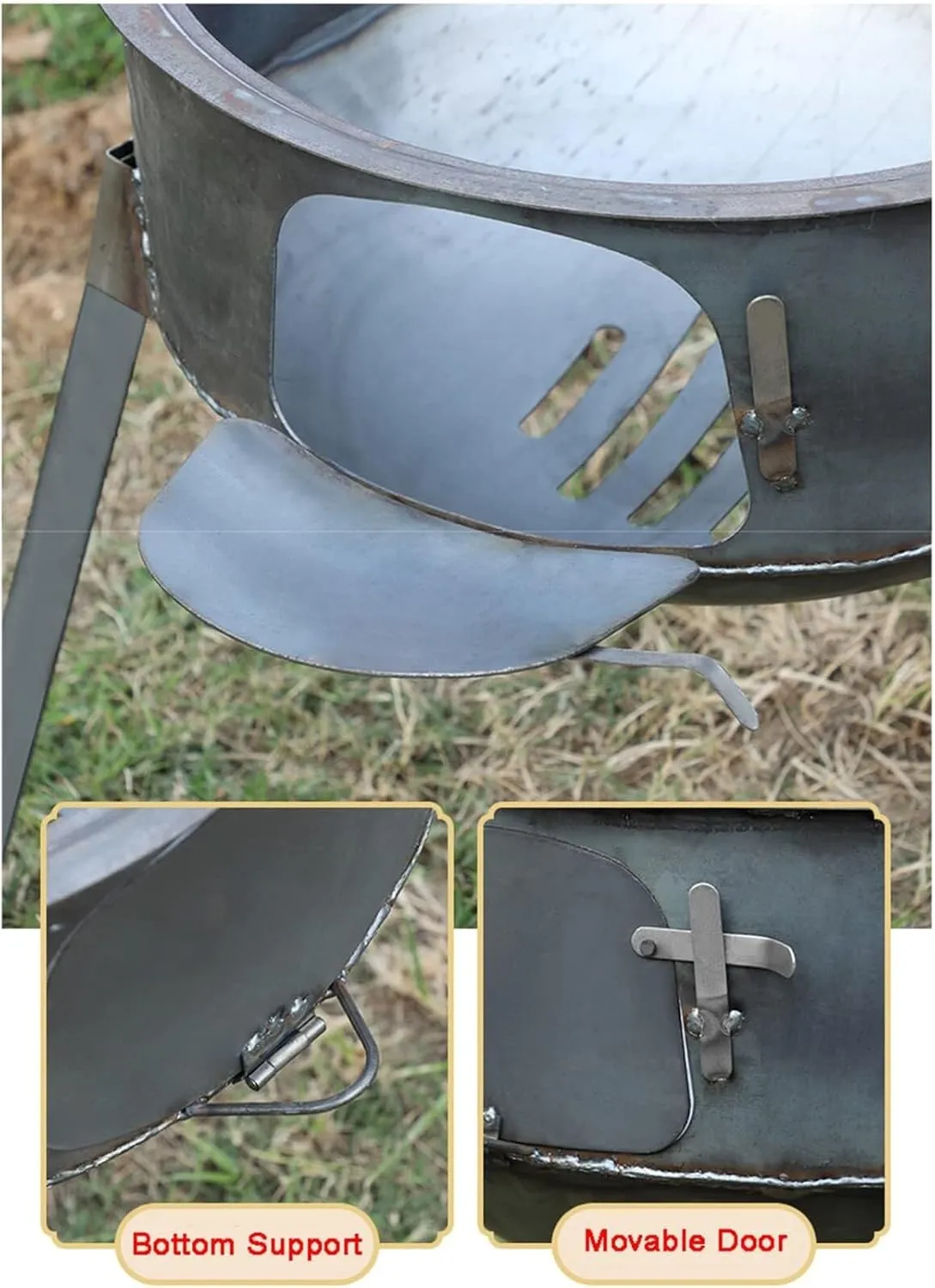 Portable Detachable Coal/Wood Stove, Multi-function Cast Iron Stove for Heating & Cooking, Mobile Indoor/Outdoor Camping Stove, 63CM(40cm)