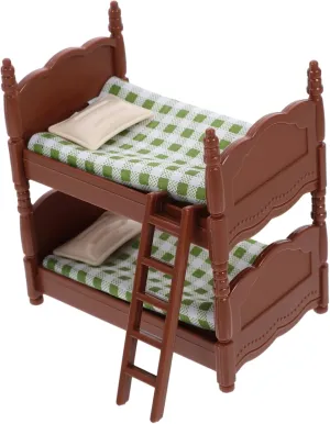 Portable Miniature Bunk Bed Doll House Miniatures Bunk Bed for Bedroom Decor