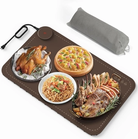 Portable Food Warming Mat with Full Surface Heating,Rollable Silicone Electric Warming Tray with 3 Temp Setting,Warming Mat for Food,Hot Plate Food Warmer for Parties,Daily Use