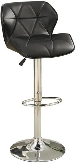 Poundex Bobkona Frances Set of Two Adjustable PU bar Stool in Black