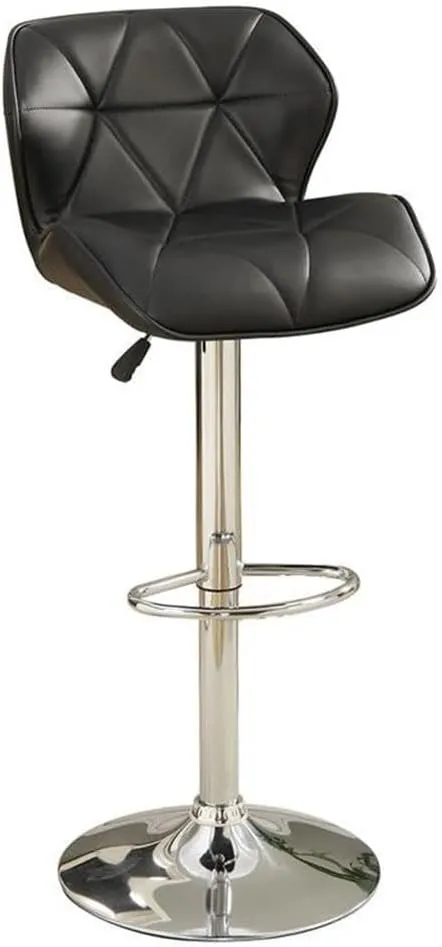 Poundex Bobkona Frances Set of Two Adjustable PU bar Stool in Black