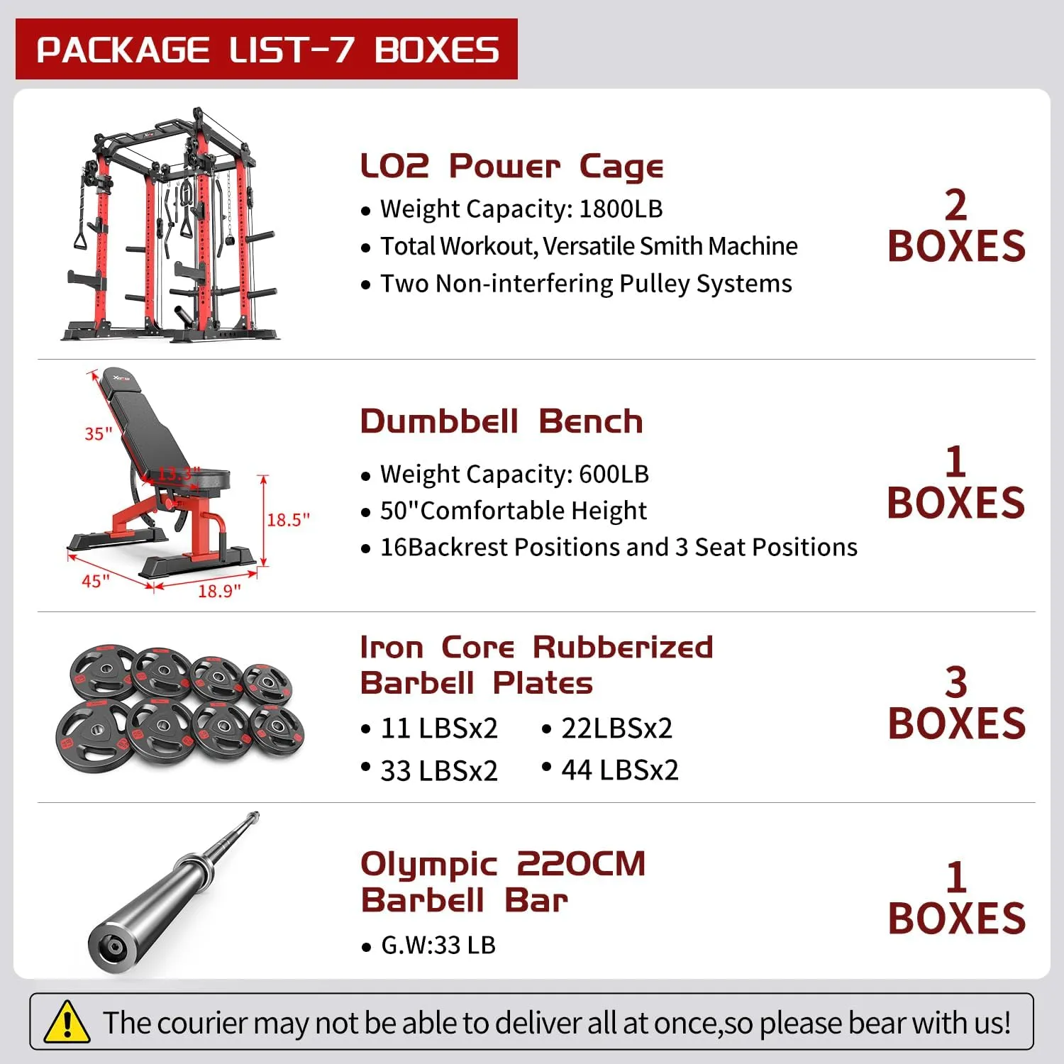 Power Cage Multi-Function Power Rack with Cable Crossover System,1800 LBS Capacity Squat Rack with Weight Bench,for Home Gym