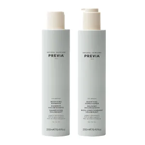 PREVIA Volumizing Bodifying Anti-Dandruff Shampoo & Conditioner Set - Sulfate-Free Shampoo & Hair Treatment for Fine & Thin Strands - Adds Volume Shine - 8.45 oz each