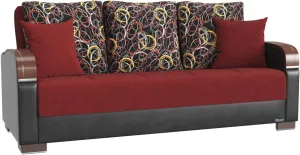PrimeNest Mobilon Collection Upholstered Convertible Sofabed with Storage, Red