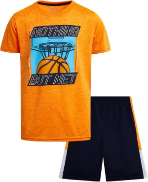 Pro Athlete Active Boys Short Sets - 2 Piece Performance Crewneck Short Sleeve T-Shirt and Shorts Boys Athletic Sets (8-16)