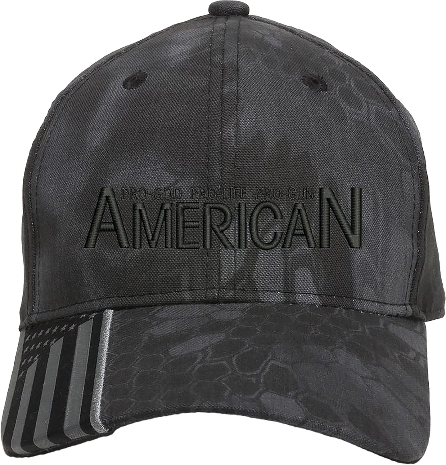 Pro-God Pro-Life Pro-Gun 1Color Embroidered Structured Adjustable One Size Fits All US Flag on Bill Hat