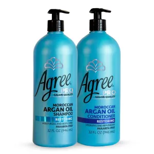 Pro Moroccan Argan Oil Shampoo and Conditioner Set, Strengthens and Adds Shine, 32oz each