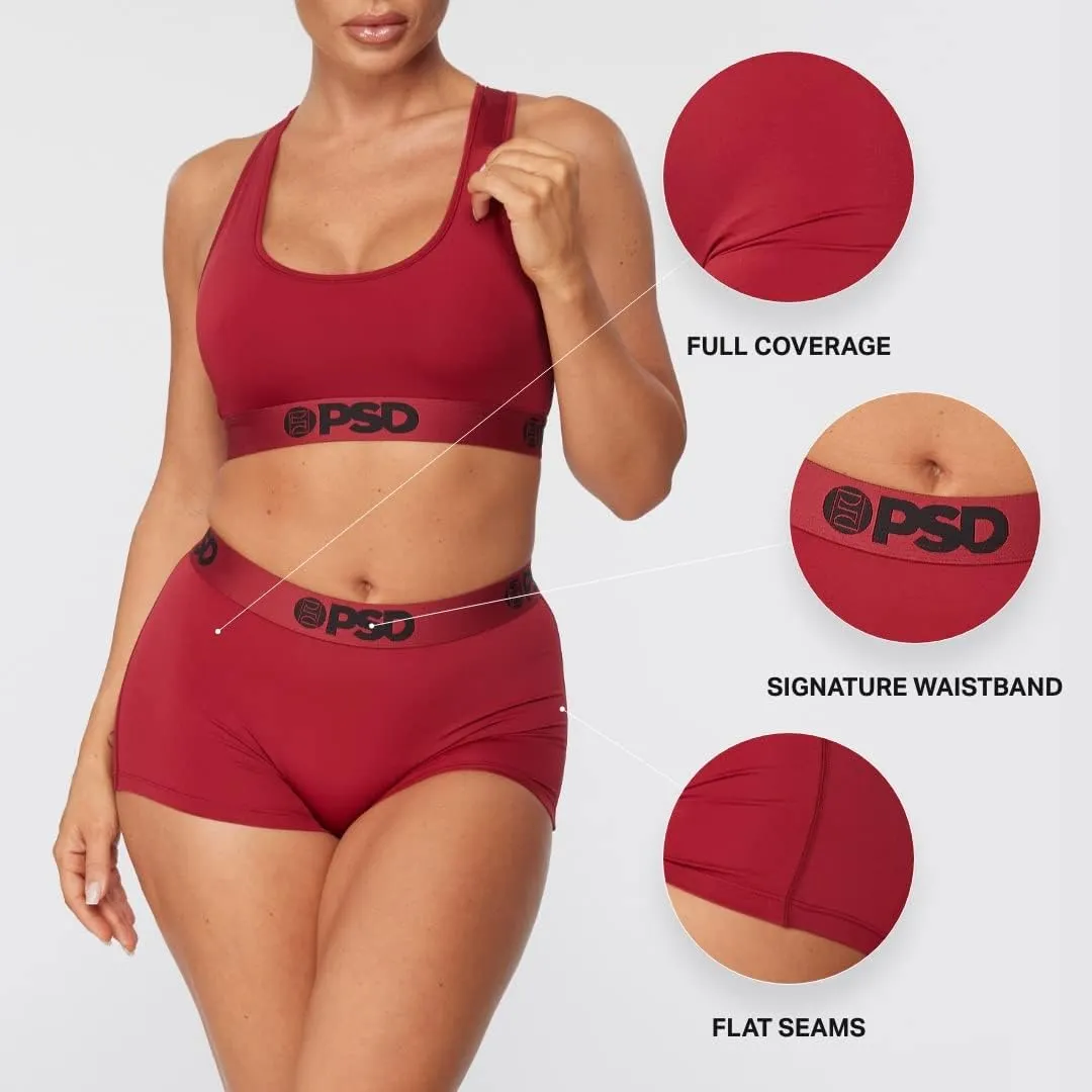 PSD Women's Basic Solid Boy Shorts - Full Coverage Women's Underwear - Comfortable Stretch Panties for Women
