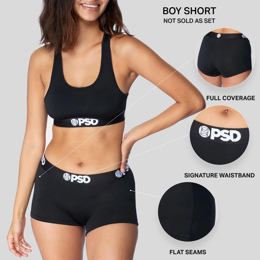 PSD Women's Playboy Boy Shorts - Full Coverage Women's Underwear - Comfortable Stretch Panties for Women
