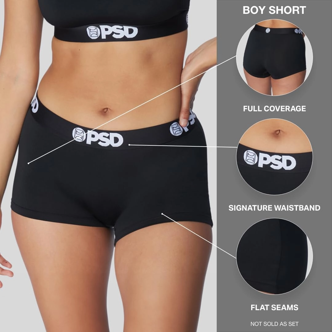 PSD Women's Recreational Print Boy Shorts - Full Coverage Women's Underwear - Comfortable Stretch Panties for Women