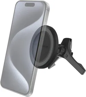 PureGear Qi2 Certified 15W MagSafe Car Mount Charger, Magnetic Wireless Car Charger, Car Phone Holder for iPhone 16/15/14/13/12, Air Vent/Dashboard, Super Fast Charging, Black