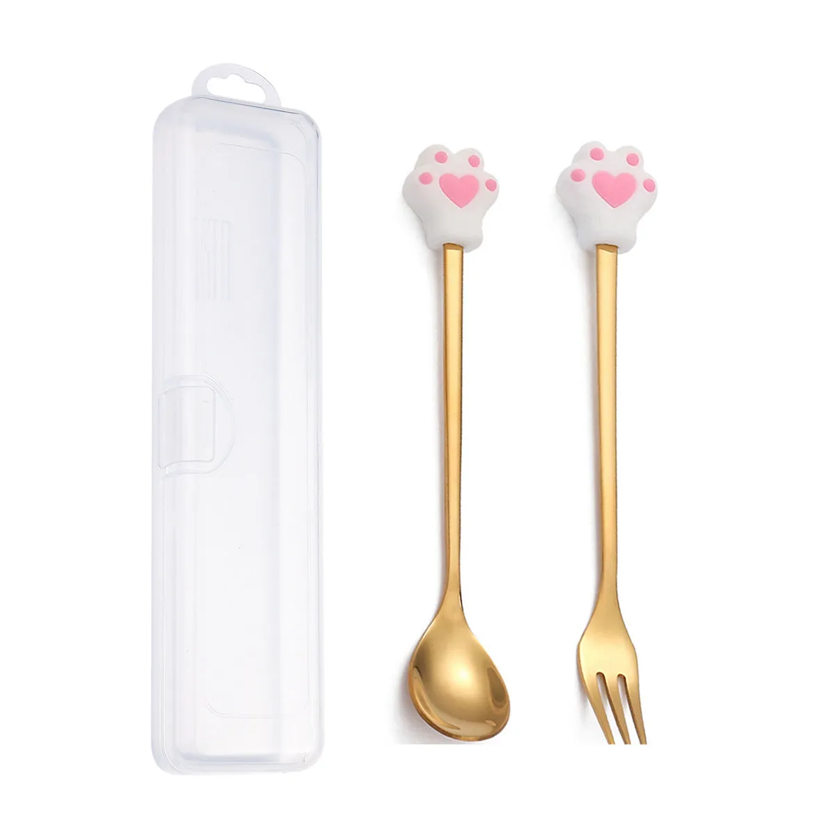 Q Christmas Dessert Spork Set Cute Doll Dessert Spoon Cartoon Tableware Fruit Fork Portable Coffee Spoon