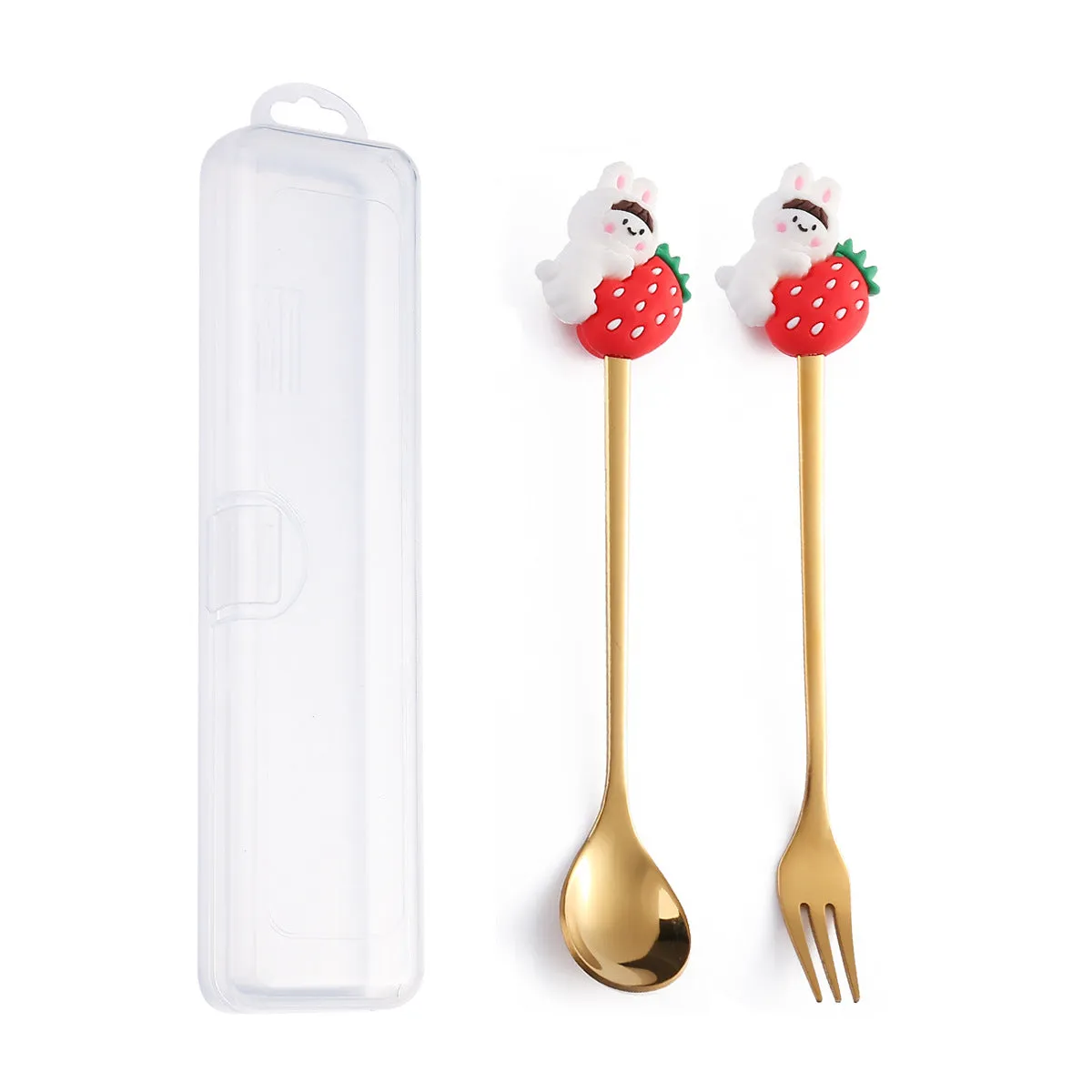 Q Christmas Dessert Spork Set Cute Doll Dessert Spoon Cartoon Tableware Fruit Fork Portable Coffee Spoon