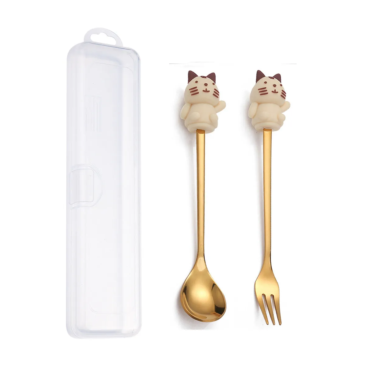Q Christmas Dessert Spork Set Cute Doll Dessert Spoon Cartoon Tableware Fruit Fork Portable Coffee Spoon