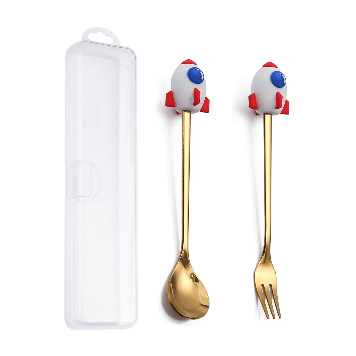 Q Christmas Dessert Spork Set Cute Doll Dessert Spoon Cartoon Tableware Fruit Fork Portable Coffee Spoon