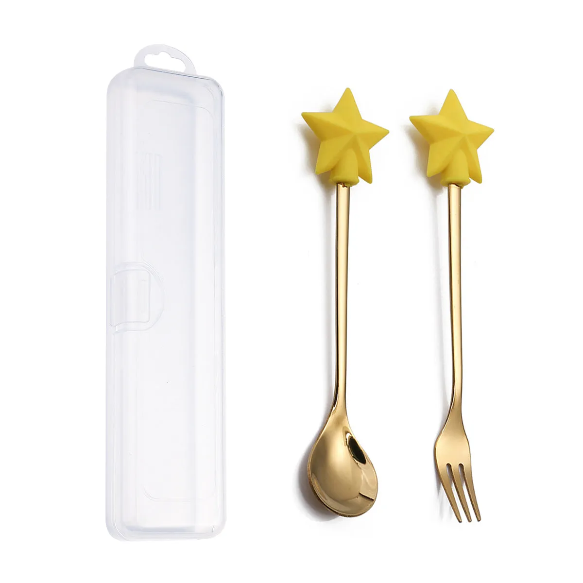 Q Christmas Dessert Spork Set Cute Doll Dessert Spoon Cartoon Tableware Fruit Fork Portable Coffee Spoon