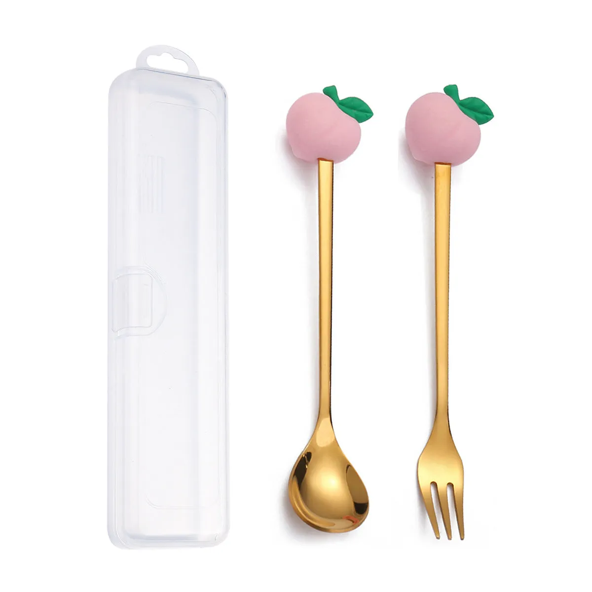 Q Christmas Dessert Spork Set Cute Doll Dessert Spoon Cartoon Tableware Fruit Fork Portable Coffee Spoon