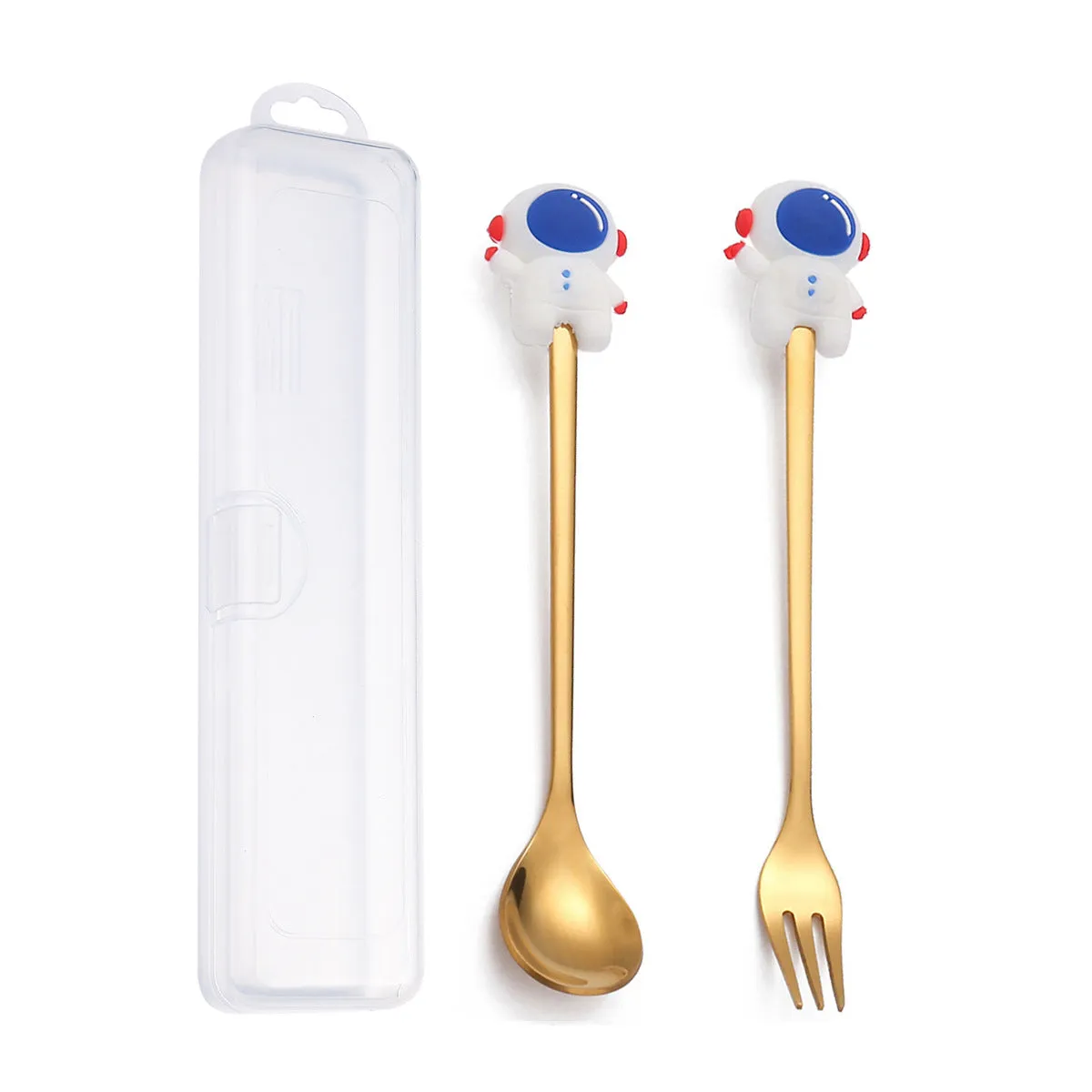 Q Christmas Dessert Spork Set Cute Doll Dessert Spoon Cartoon Tableware Fruit Fork Portable Coffee Spoon