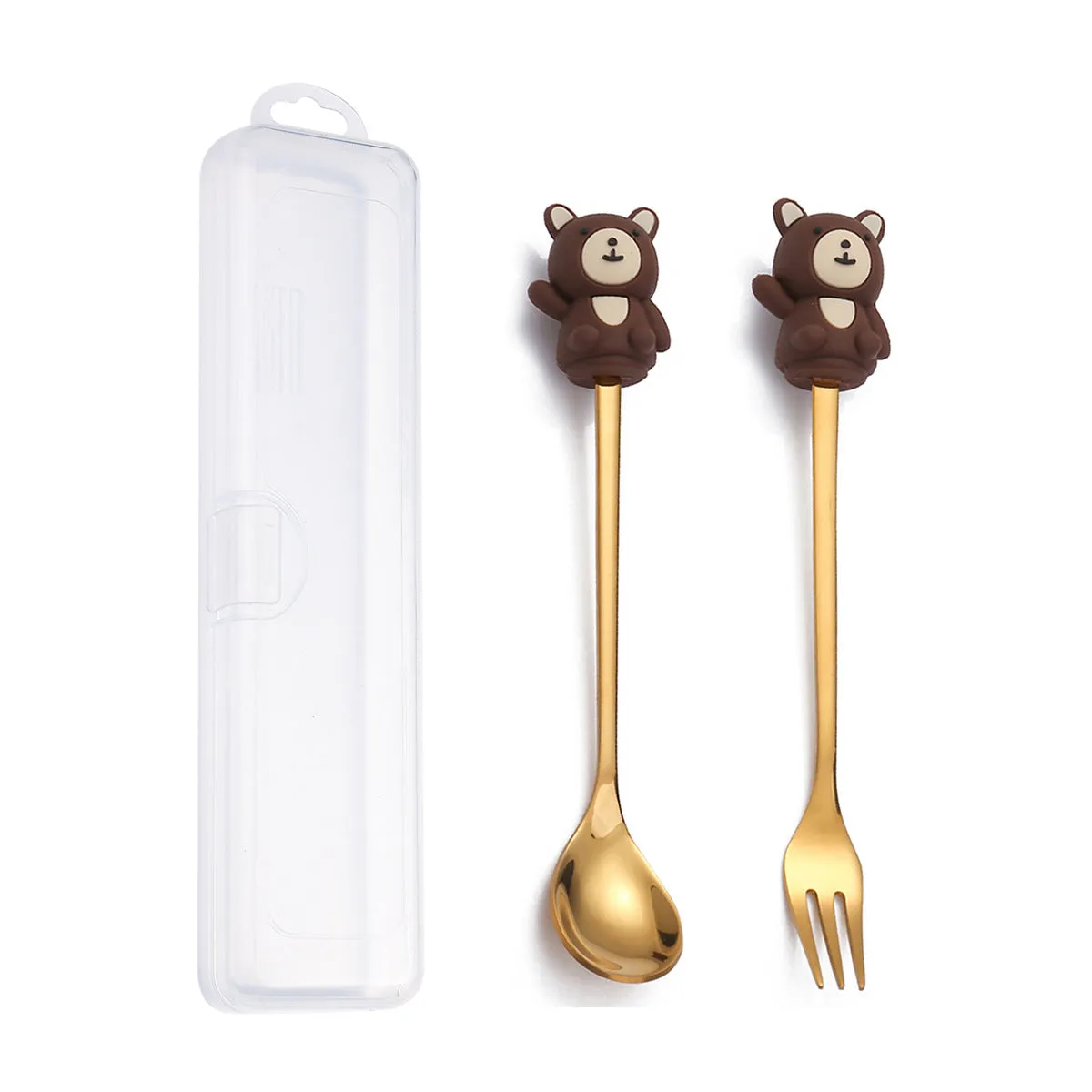 Q Christmas Dessert Spork Set Cute Doll Dessert Spoon Cartoon Tableware Fruit Fork Portable Coffee Spoon