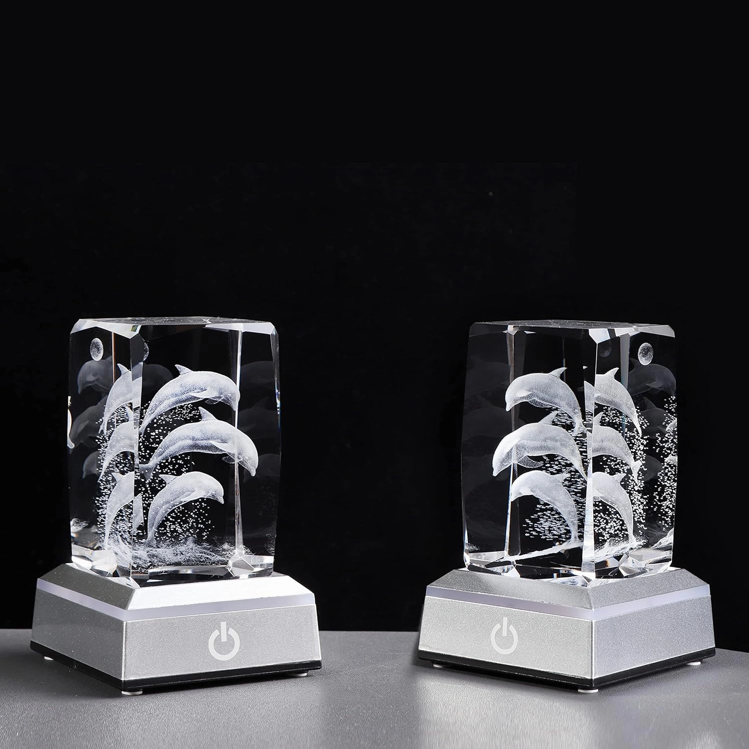 Qianwei 3D Laser Etched Crystal Dolphin Gifts for Women Men,Dolphin Decor Glass Figurines Statue Stuff for Room Decorations Birthday for Lovers Keepsake Paperweight