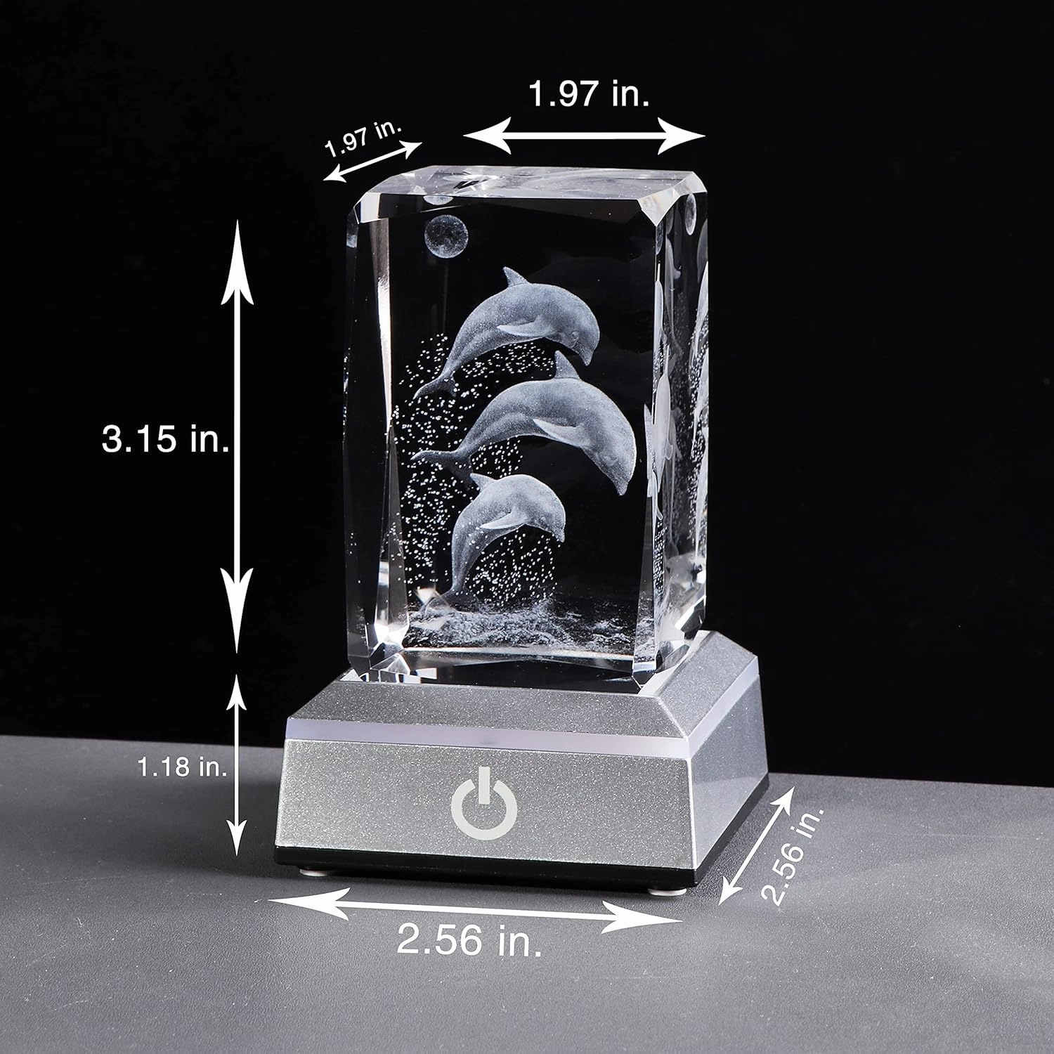 Qianwei 3D Laser Etched Crystal Dolphin Gifts for Women Men,Dolphin Decor Glass Figurines Statue Stuff for Room Decorations Birthday for Lovers Keepsake Paperweight