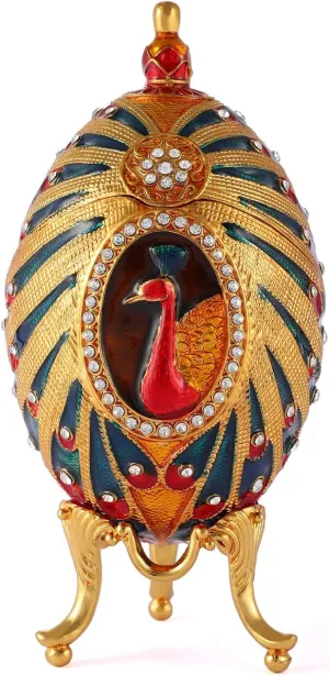 QIFU Easter Egg Series Hand Painted Jewelry Trinket Box with Rich Enamel and Sparkling Rhinestones Unique Gift Home Decor Easter Day Collectible