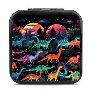 QMNBTES Colorful Dinosaurs Switch Game Case Switch Game Holder Cartridge Case Storage 24 Games & 2 Micro Sd Card Slots, Travel Carry Cases, Portable Games Card Storage, Hard Shell, Buckle Closure