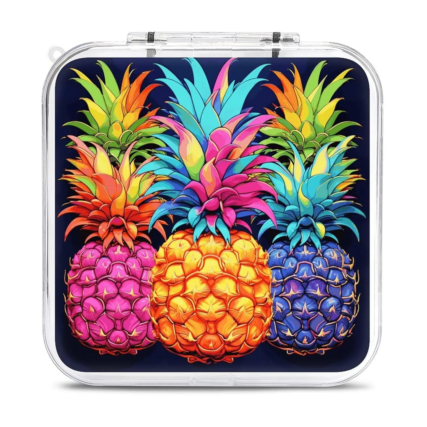 QMNBTES Colorful Pineapple Switch Game Case Switch Game Holder Cartridge Case Storage 12 Games & 2 Micro Sd Card Slots, Travel Carry Cases, Portable Games Card Storage, Hard Shell, Buckle Closure