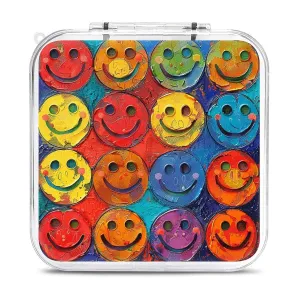 QMNBTES Colorful Smiley Face Switch Game Case Switch Game Holder Cartridge Case Storage 12 Games & 2 Micro Sd Card Slots, Travel Carry Cases, Portable Games Card Storage, Hard Shell, Buckle Closure