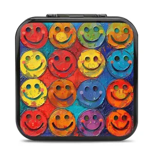 QMNBTES Colorful Smiley Face Switch Game Case Switch Game Holder Cartridge Case Storage 24 Games & 2 Micro Sd Card Slots, Travel Carry Cases, Portable Games Card Storage, Hard Shell, Buckle Closure