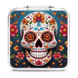 QMNBTES Colorful Sugar Skull Switch Game Case Switch Game Holder Cartridge Case Storage 12 Games & 2 Micro Sd Card Slots, Travel Carry Cases, Portable Games Card Storage, Hard Shell, Buckle Closure